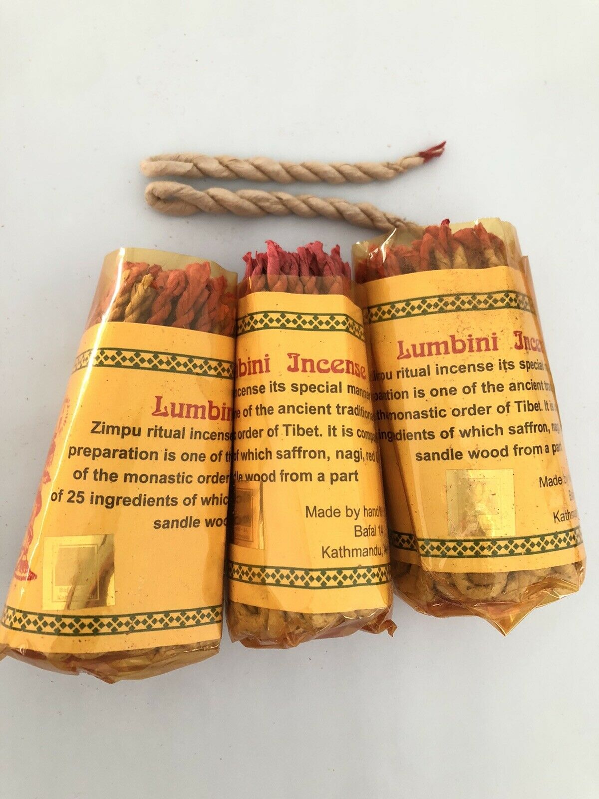 Meditation Aromatherapy Home Made Organic Rose Tibetan Rope Incense Handmade in Nepal 45 in Ropes Used for Aesthetic Reasons and Ceremony. and in Therapy Each Bundle Contains Approx